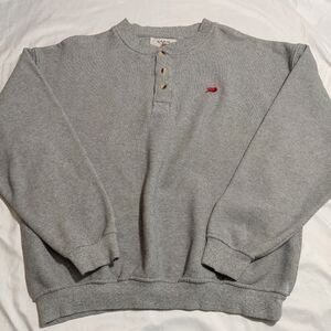 Vintage Cajun Clothing Tri Mountain Gray Pullover Sweater Crawfish Button Crew